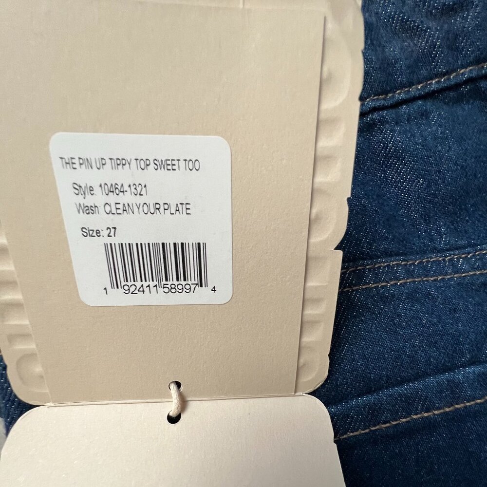 MOTHER Denim SNACKS The Pin Up Tippy Top Sweet Tooth Hover Blue Jeans 27 4 6 NWT - Picture 11 of 16
